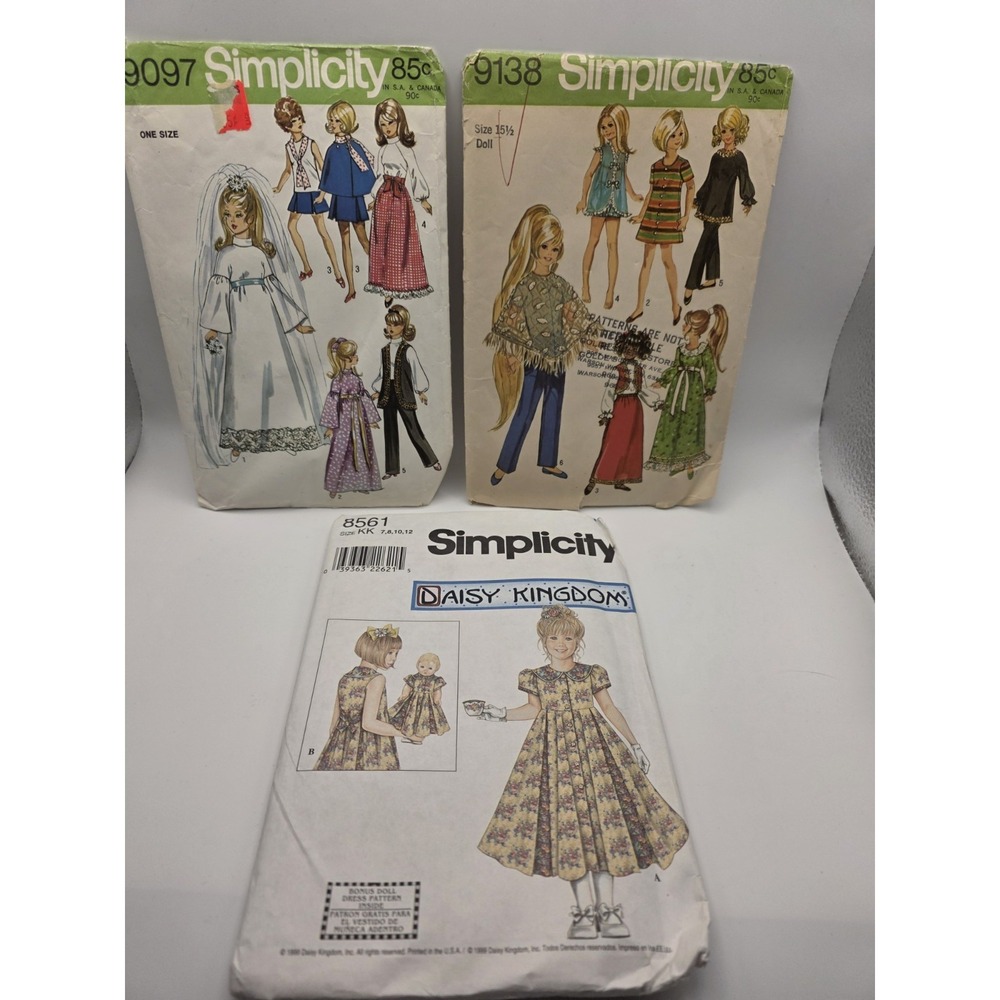 SIMPLICITY 9097 11½" FASHION DOLL CLOTHES SEWING PATTERN ©1970 Lot